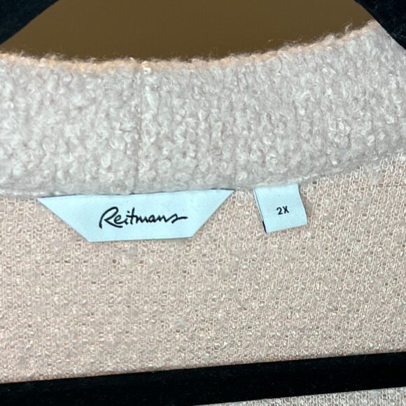 Reitmans Long Sleeve Open Cardigan with Front Pockets - Size 2X in a Light Pink - Picture 4 of 6